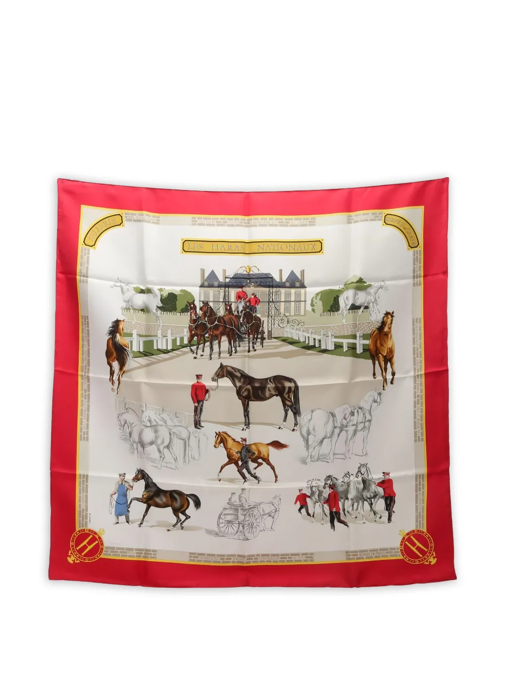 Hermès Pre-Owned 2010s Les Haras Nationaux silk scarf - Bianco