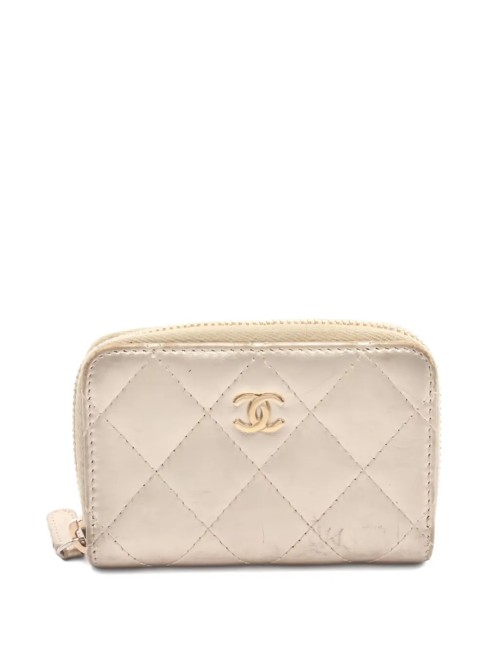 Pre-owned Chanel 2014 Zip-closure Wallet In Gold