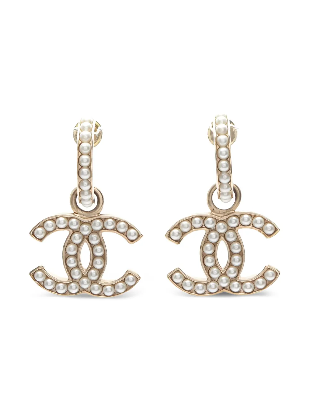 CHANEL Pre-Owned aretes Coco-Mark con perla artificial 1986-1988 | dorado | Image 1