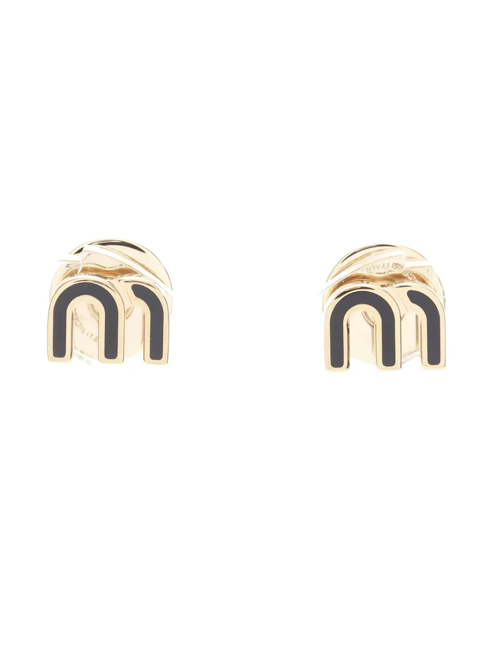 Pre-owned Miu Miu Logo-plaque Earrings In Gold