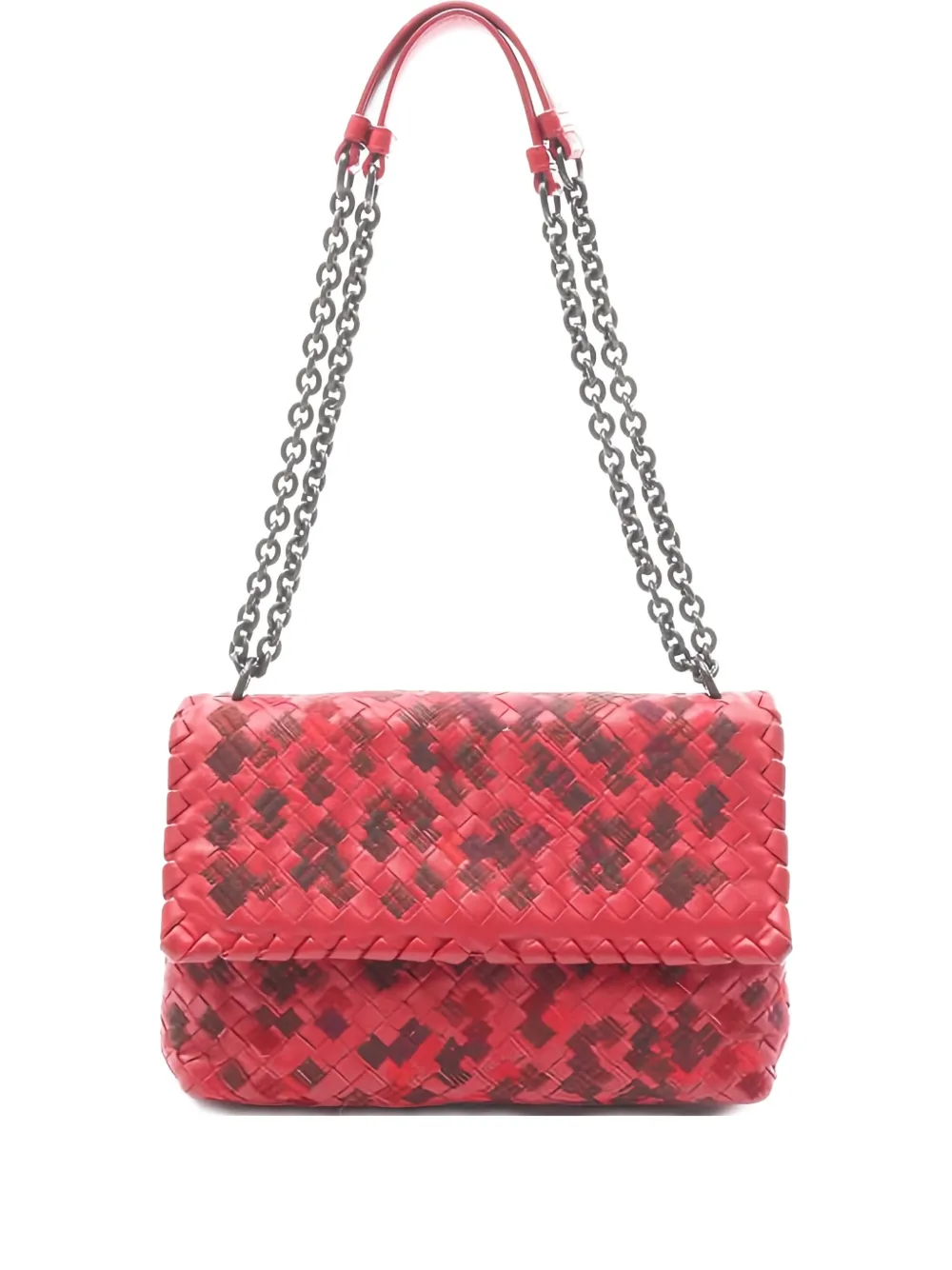 Bottega Veneta Pre-Owned 2010's intrecciato chain shoulder bag - Rosso