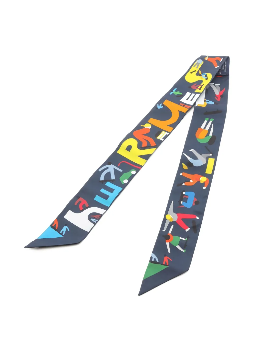Pre-owned Hermes 2010s Twilly Figures Libres Scarf In Blue