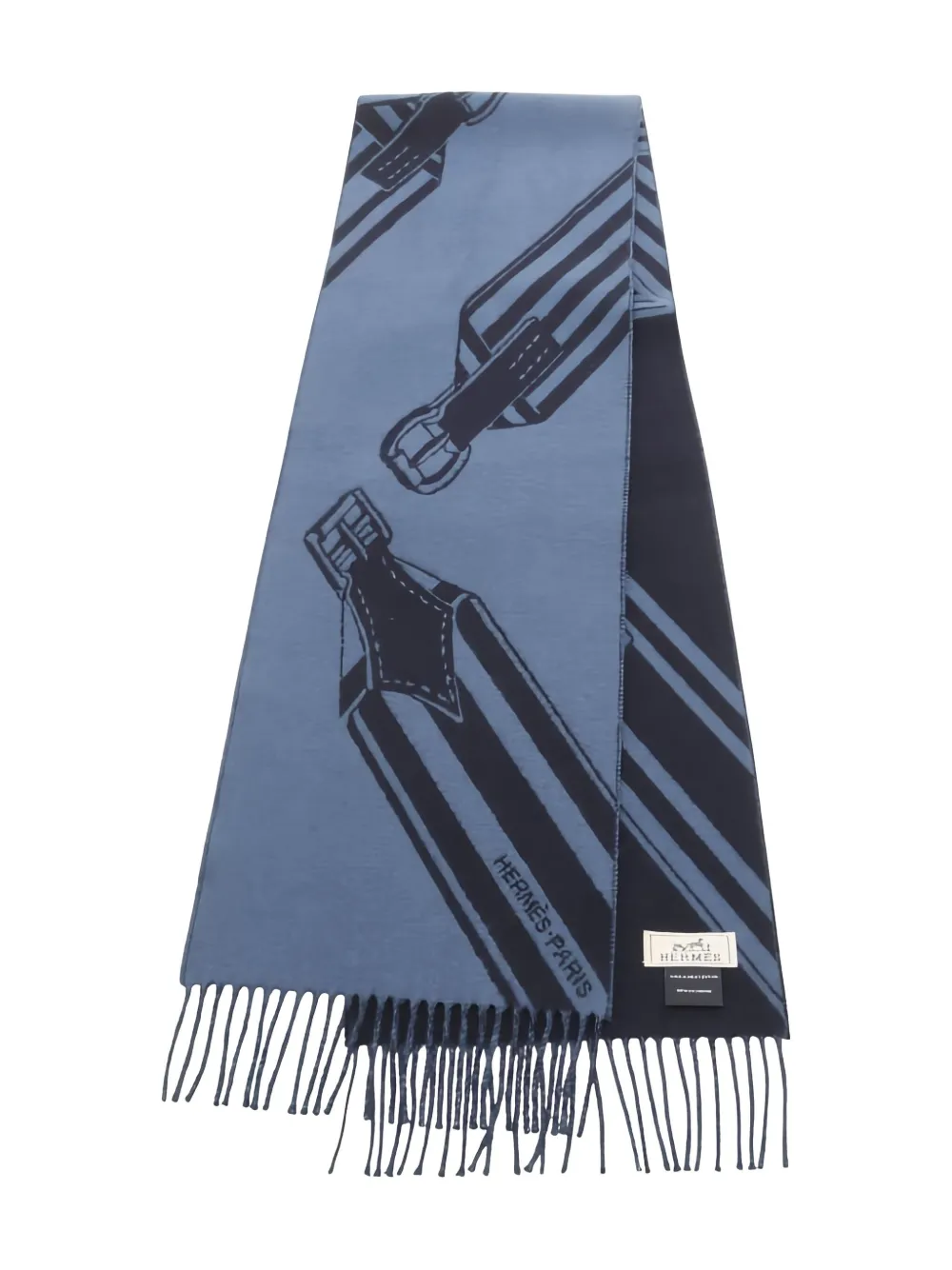 Hermès Pre-Owned mascada de cachemira con motivo en zigzag 2010 | azul | Image 1