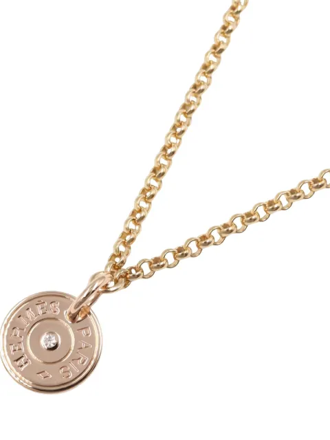 Hermès Pre-Owned 2010s 18K rose gold Ex-Libris Clou de Selle diamond necklace