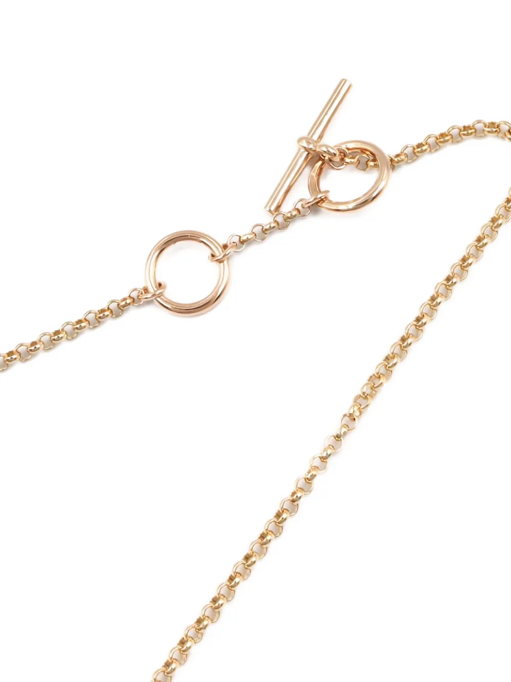 Pre-owned Hermes 2010s 18k Rose Gold Ex-libris Clou De Selle Diamond Necklace In Pink