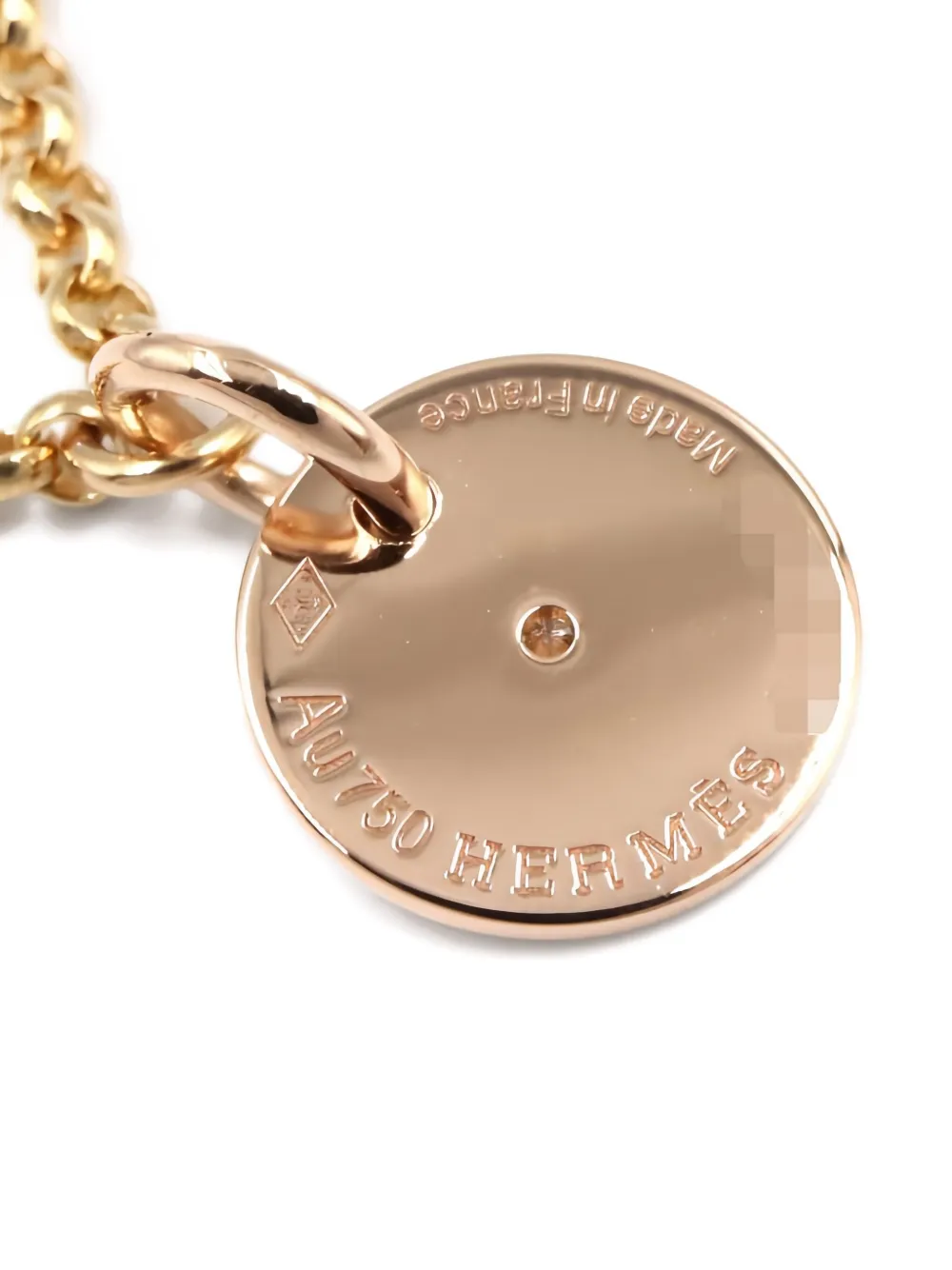 Pre-owned Hermes 2010s 18k Rose Gold Ex-libris Clou De Selle Diamond Necklace In Pink
