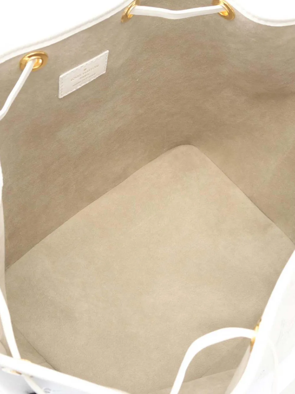 Pre-owned Louis Vuitton 2021-2025 Monogram Broderie Petit Noe Bucket Bag In White