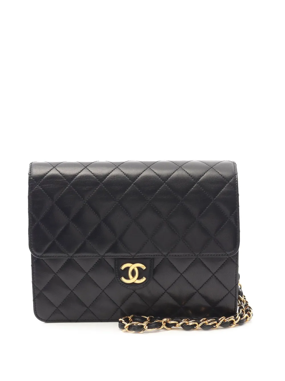 CHANEL Pre-Owned 1997-1999 ココマーク マトラッセ ラムスキン シングルフラップ ショルダーバッグ - ブラック CHANEL Pre-Owned 1997-1999 ココマーク マトラッセ ラムスキン シングルフラップ ショルダーバッグ - ブラック