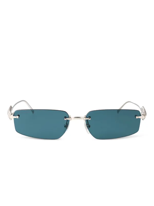 Cartier Eyewear Studded Rectangle-frame Sunglasses in Blue