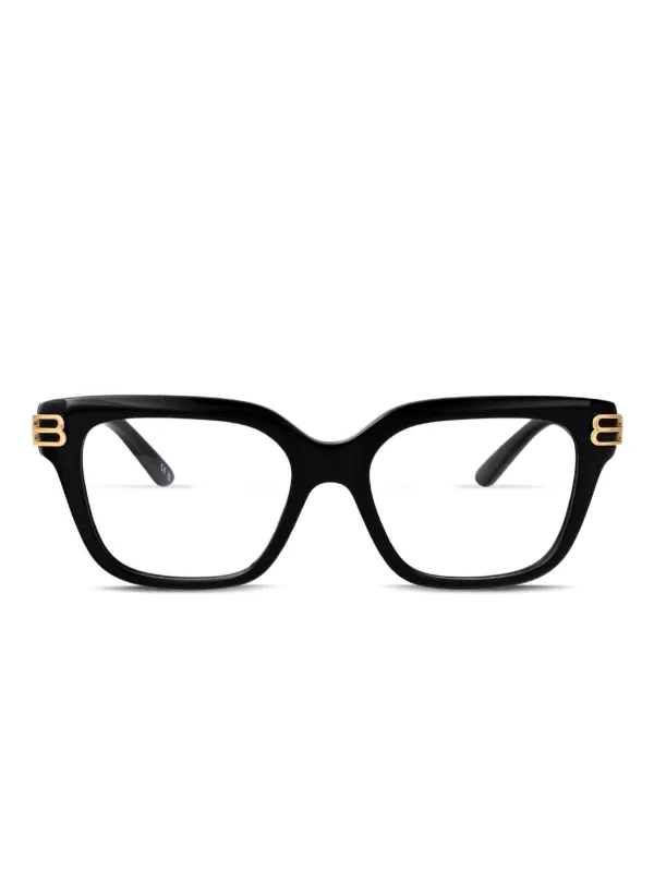 Balenciaga Eyewear スクエアメガネフレーム | ブラック | FARFETCH JP