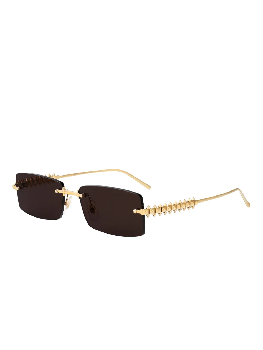 Cartier Eyewear Zonnebril met rechthoekig montuur en studs - Goud