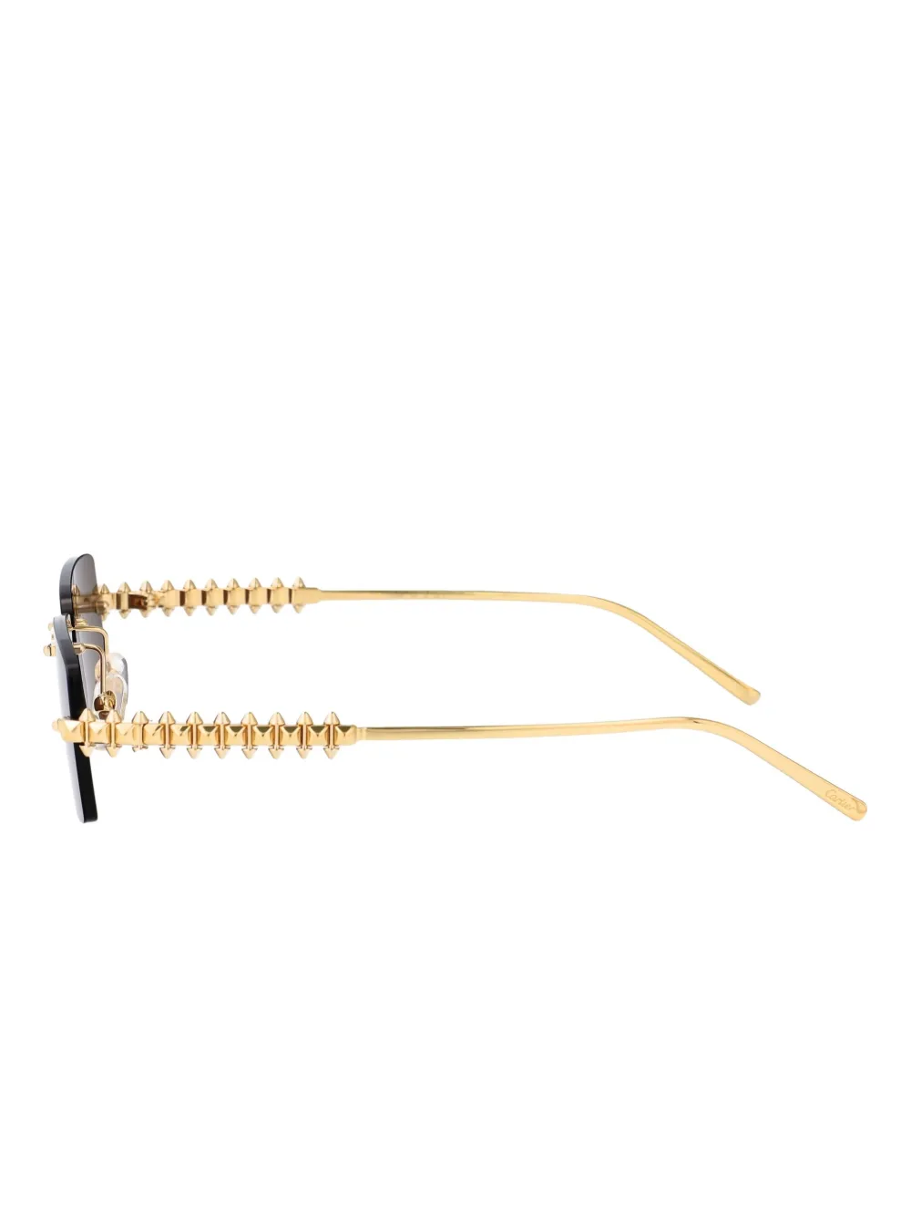 Cartier Eyewear Zonnebril met rechthoekig montuur en studs Goud