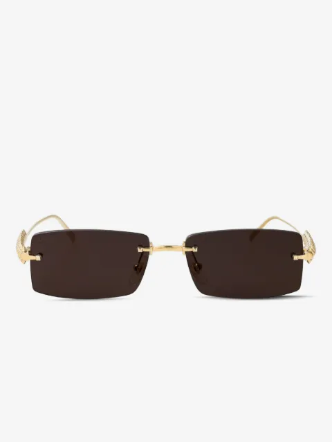 Cartier Eyewear Óculos de sol retangular com tachas