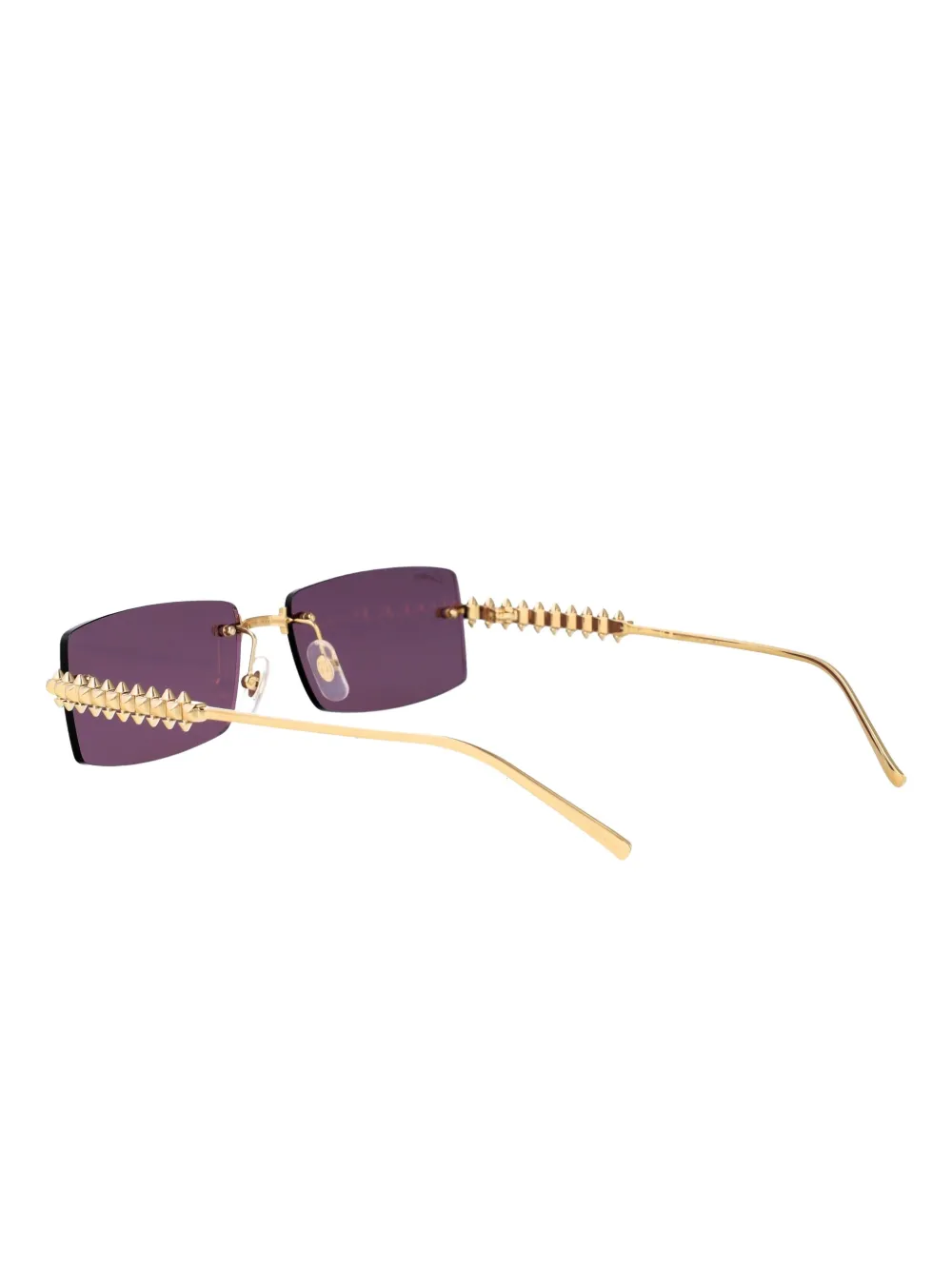 Cartier Eyewear Zonnebril met rechthoekig montuur en studs Goud