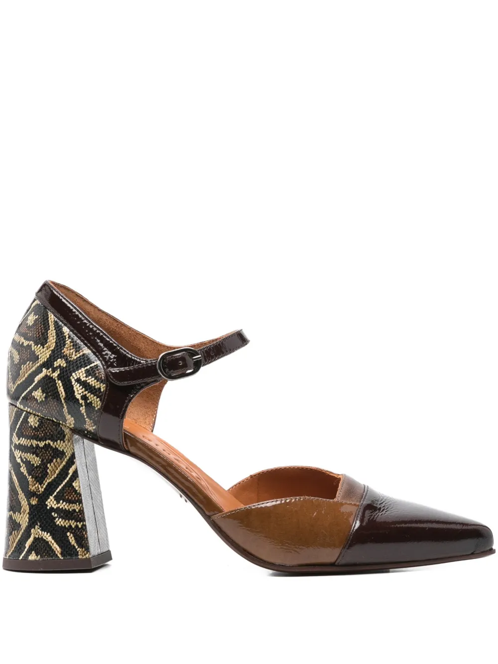 Chie Mihara 75mm patterned block-heel pumps | marrón | Image 1