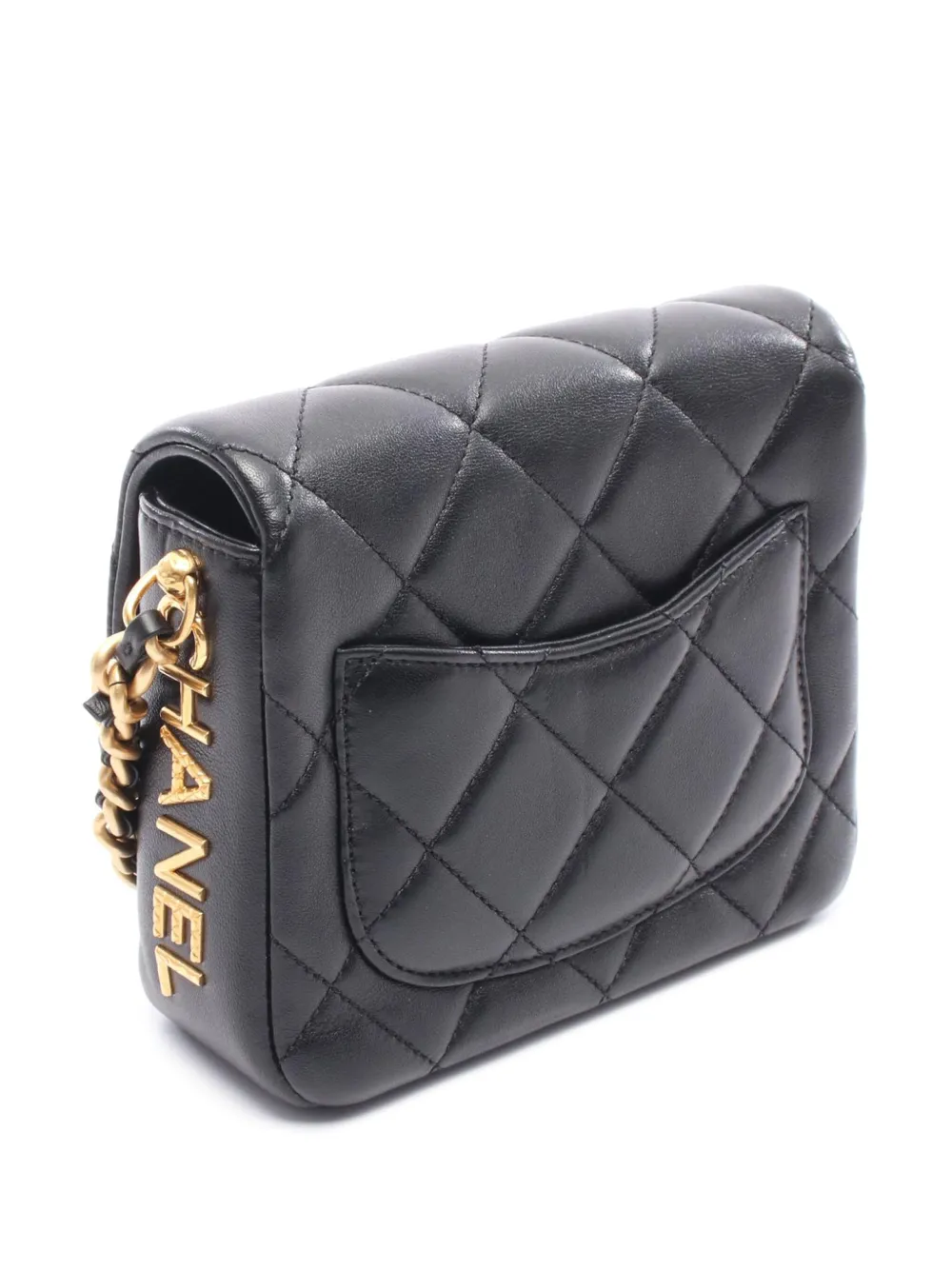 Pre-owned Chanel 2021-2025 Mini Quilted Lambskin Side Note Flap Crossbody Bag In Black
