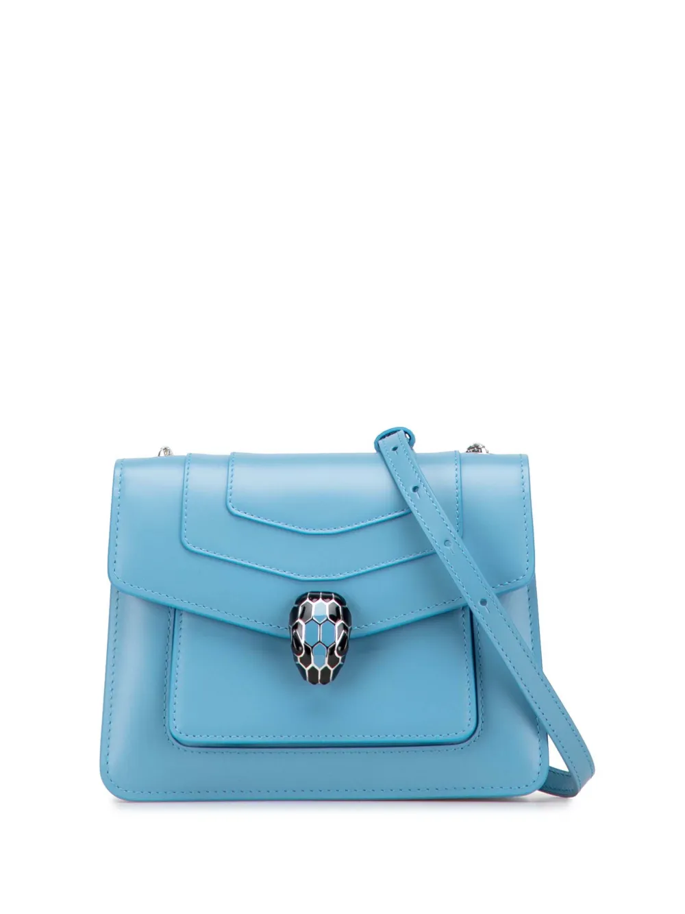 Pre-owned Bvlgari 2000-2025 Leather Serpenti Forever Crossbody Bag In Blue