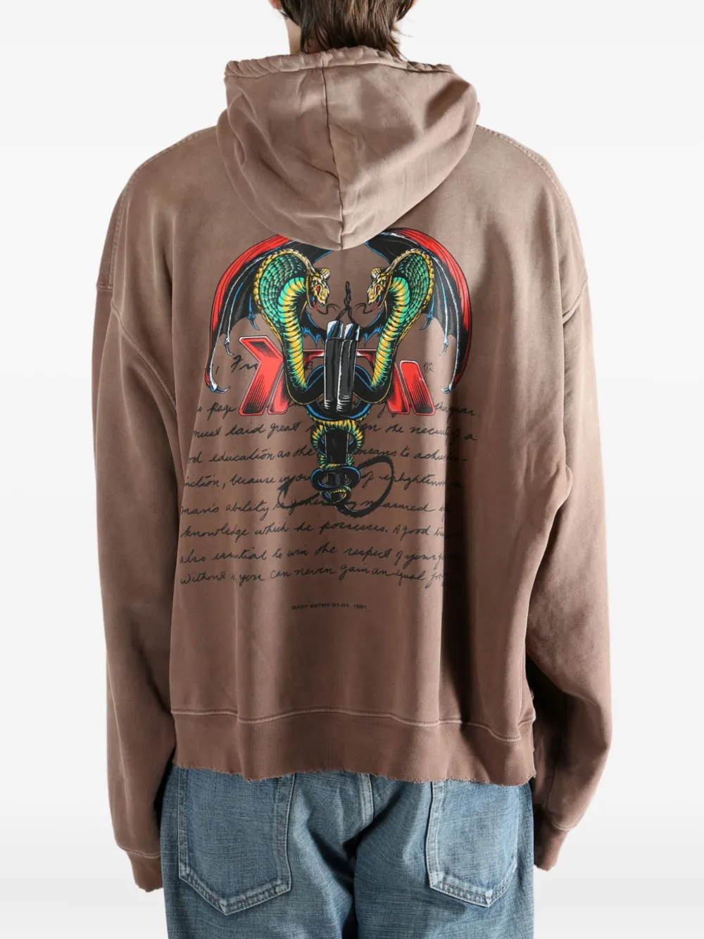 D-r-g-n Cadu 2 Graphic-print Hoodie In Brown