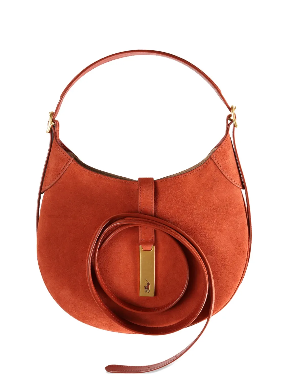 Polo Ralph Lauren Women Id Suede Small Shoulder Bag In Orange