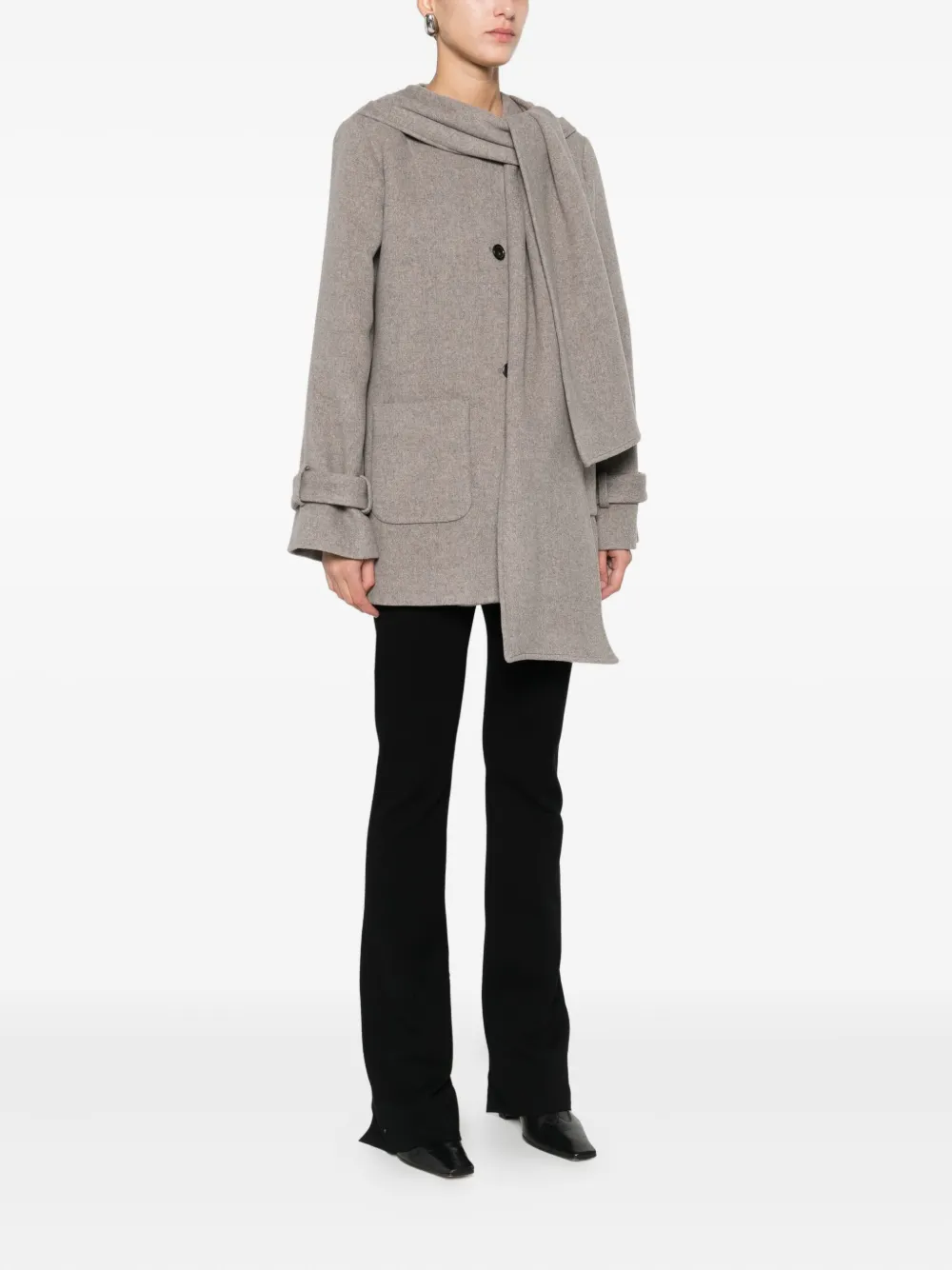 The Garment Scarf-detail Coat In Neutral