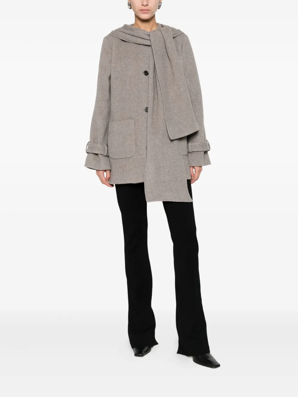 The Garment Scarf-detail Coat In Neutral