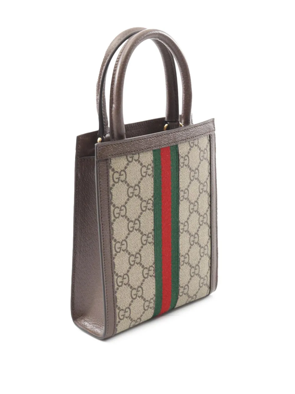 Pre-owned Gucci 2016-2025 Mini Gg Supreme Ophidia Web Satchel In Brown
