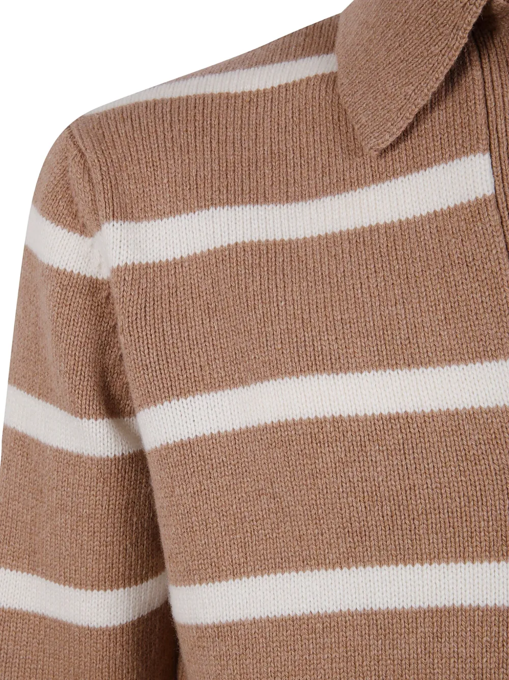 Lardini Striped Knit Polo Sweater For Men In Neutral