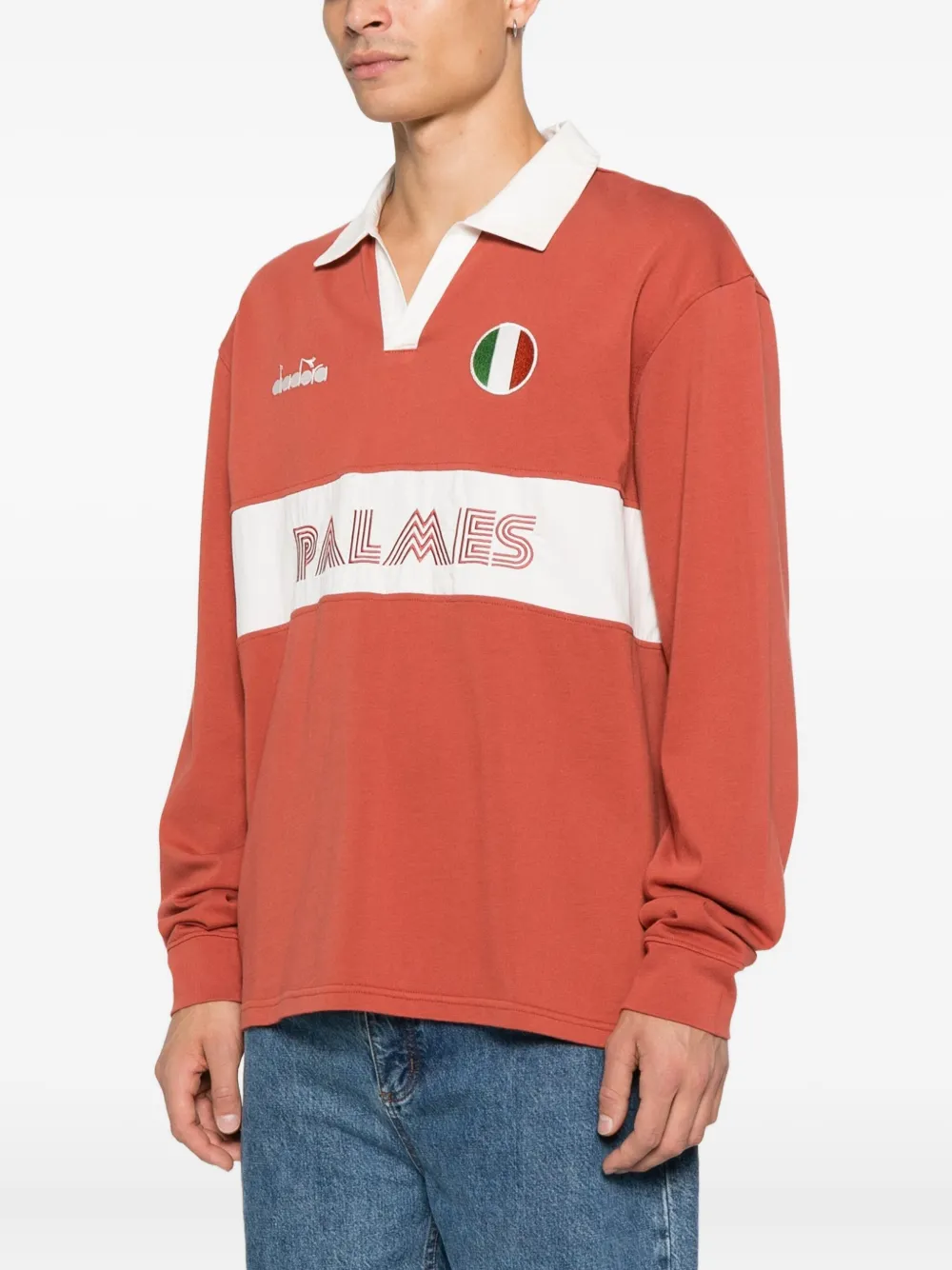 Diadora Legacy poloshirt met V-hals en vlakken Rood