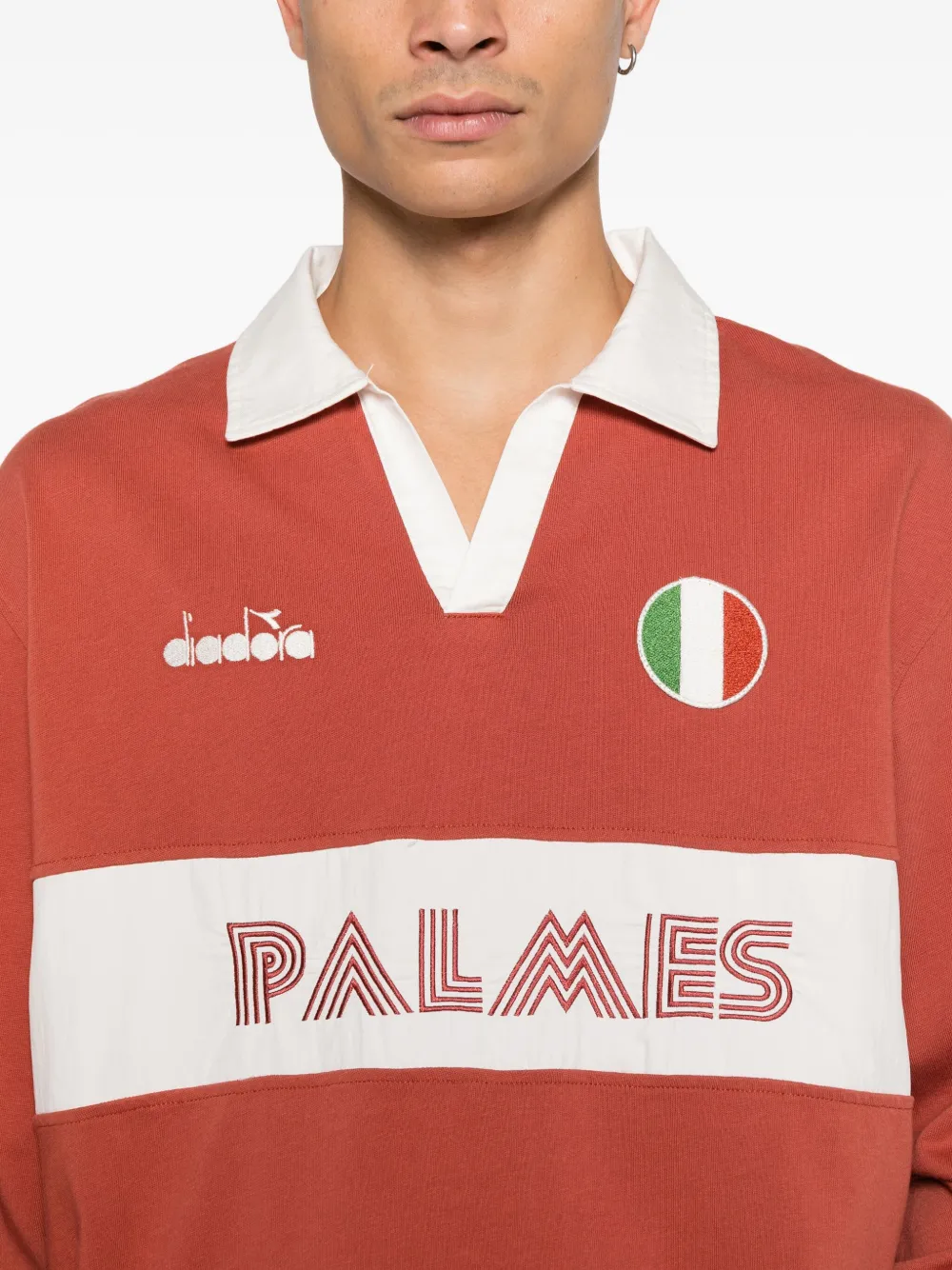 Diadora Legacy poloshirt met V-hals en vlakken Rood