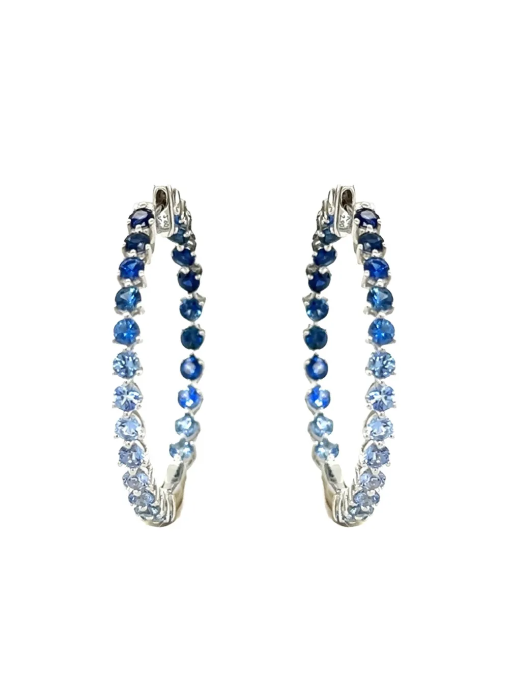 Lisa Nik Orecchini a cerchio in oro bianco 18 carati con zaffiri - Argento