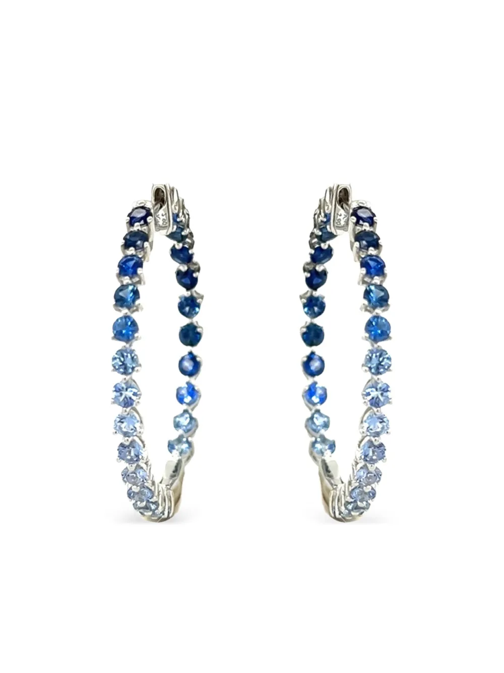 Lisa Nik 18K white gold sapphire hoop earrings | Silver | Image 1