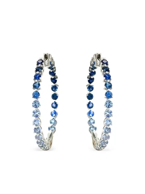 Lisa Nik 18K white gold sapphire hoop earrings