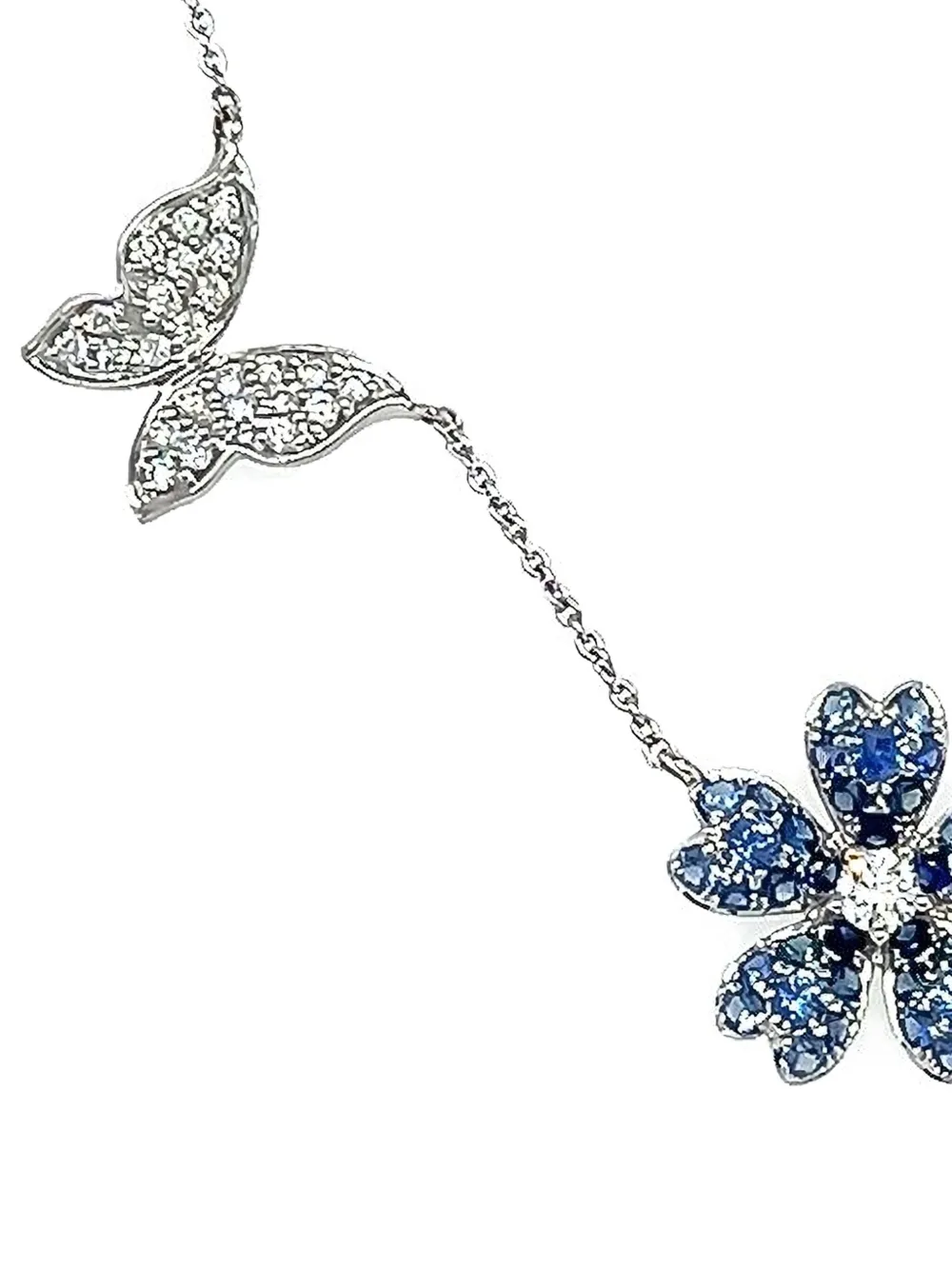 Lisa Nik collier fleur et papillon en or blanc 18 ct à diamants et saphirs | Image 2