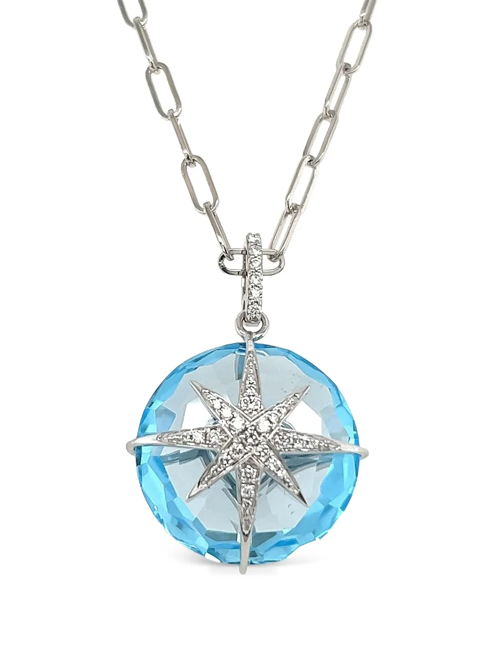 Lisa Nik Round Star ダイヤモンド＆トパーズ ネックレス 18Kホワイトゴールド - シルバートーン
