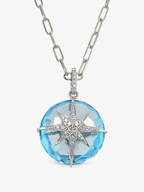 Lisa Nik collar Round Star en oro blanco de 18kt con topacio y diamante