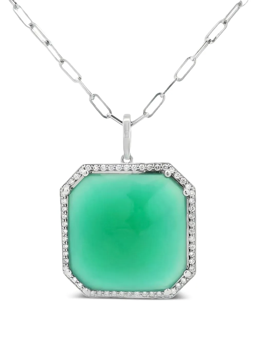 Lisa Nik 18k White Gold Agate And Diamond Necklace In Metallic