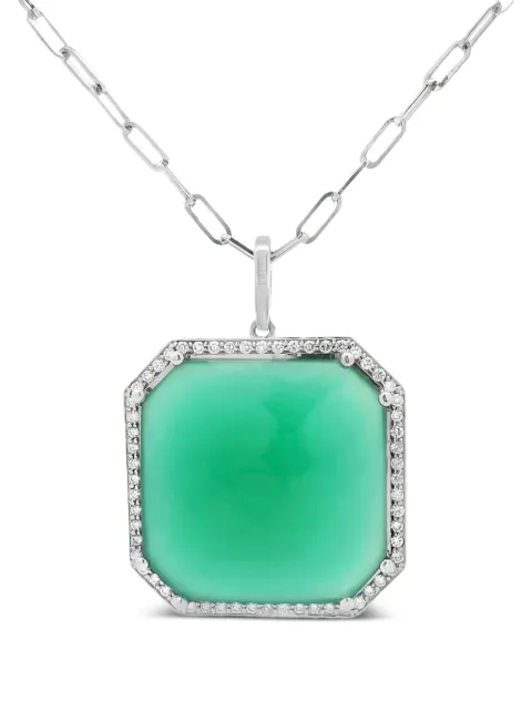 Lisa Nik 18K white gold agate and diamond necklace
