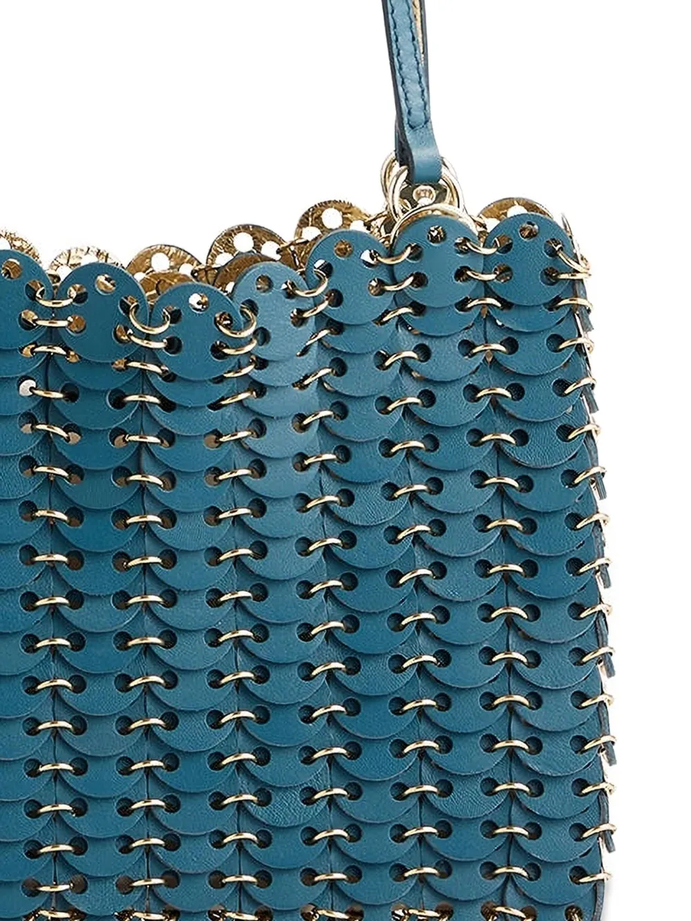 Rabanne Linked leren schoudertas - Blauw