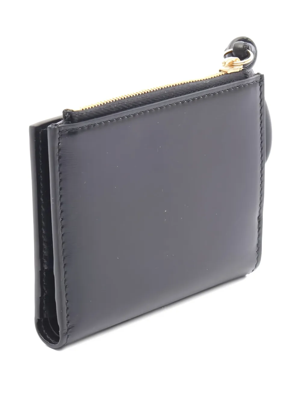 Pre-owned Jil Sander 2020s Mini Giro Leather Wallet In Black