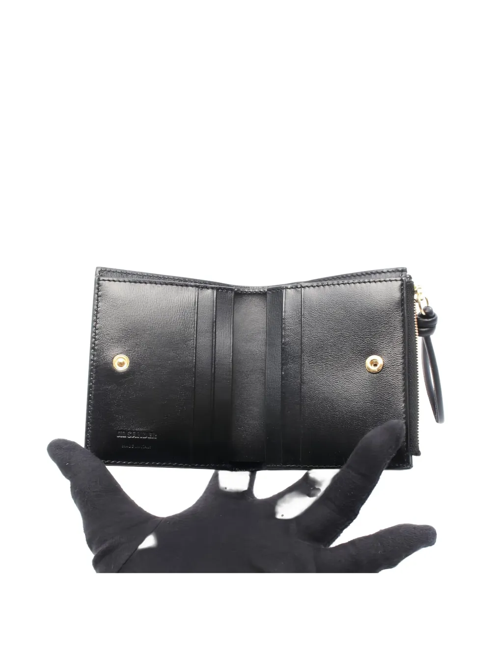 Pre-owned Jil Sander 2020s Mini Giro Leather Wallet In Black