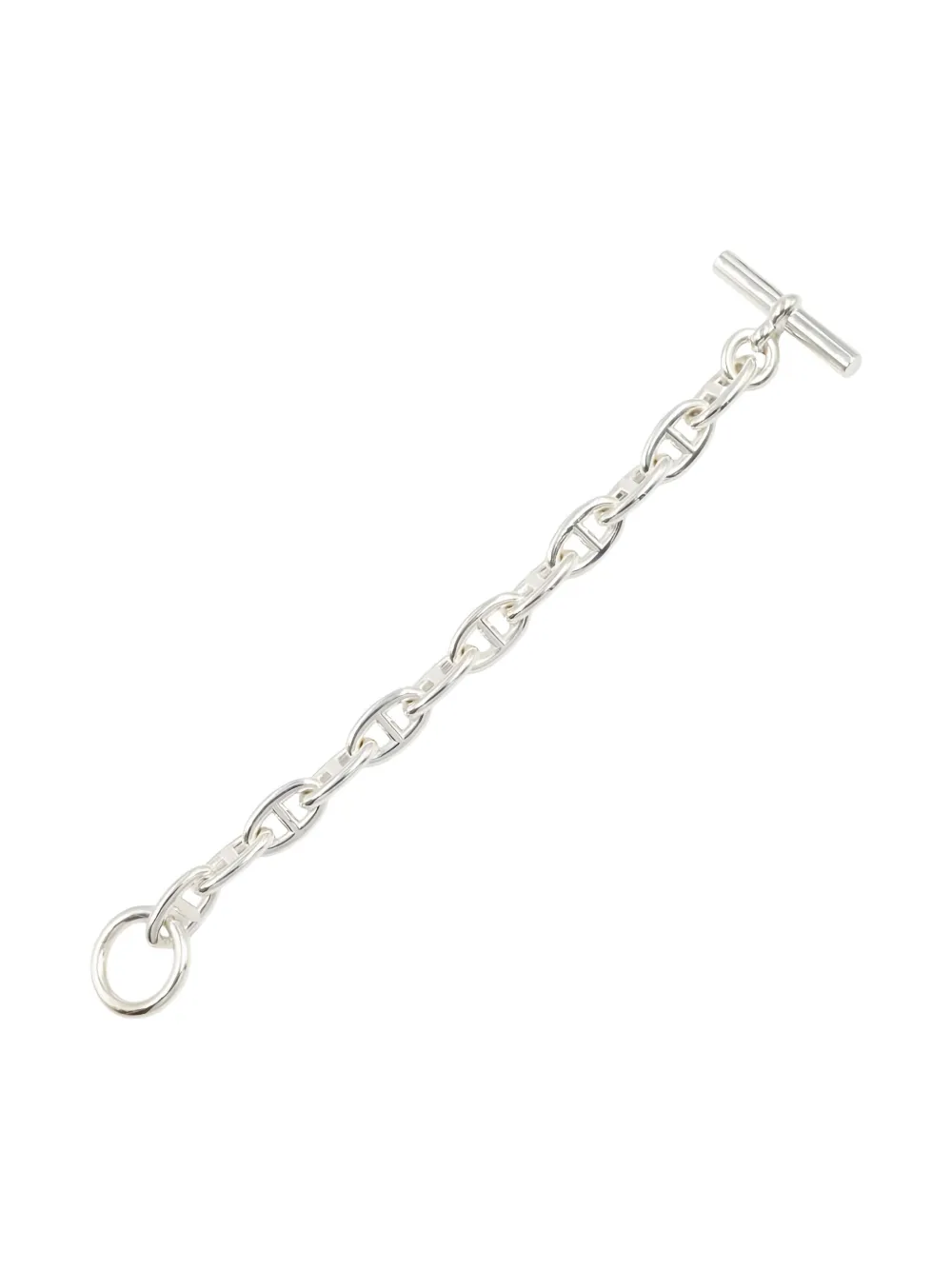 Pre-owned Hermes 2010's Chaîne D'ancre Toggle Bracelet In Silver