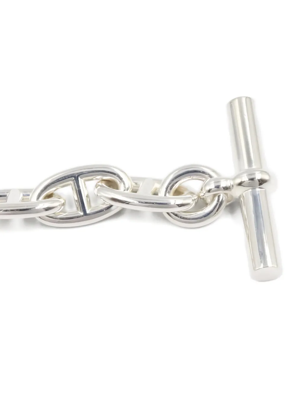 Pre-owned Hermes 2010's Chaîne D'ancre Toggle Bracelet In Silver