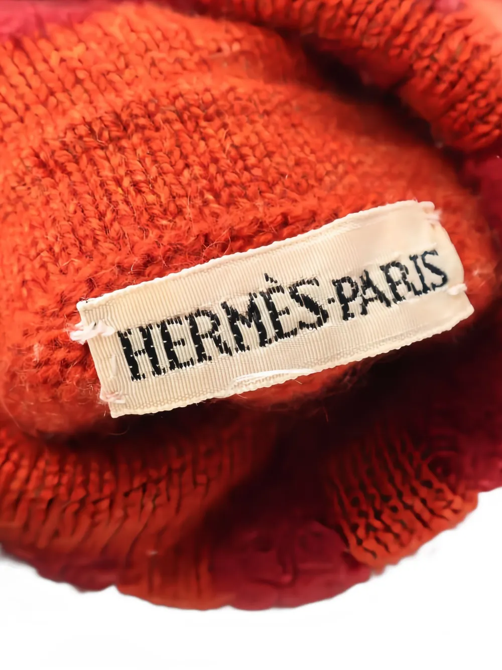Pre-owned Hermes 2000s Logo Cashmere Gloves In Orange