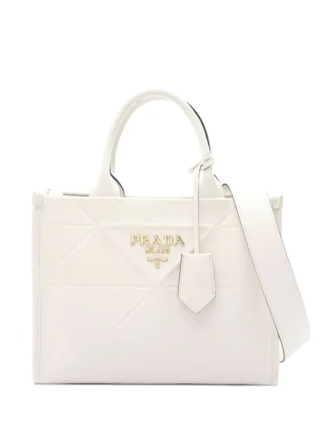 Prada Pre-Owned 2010s topstitching symbol leather tote bag