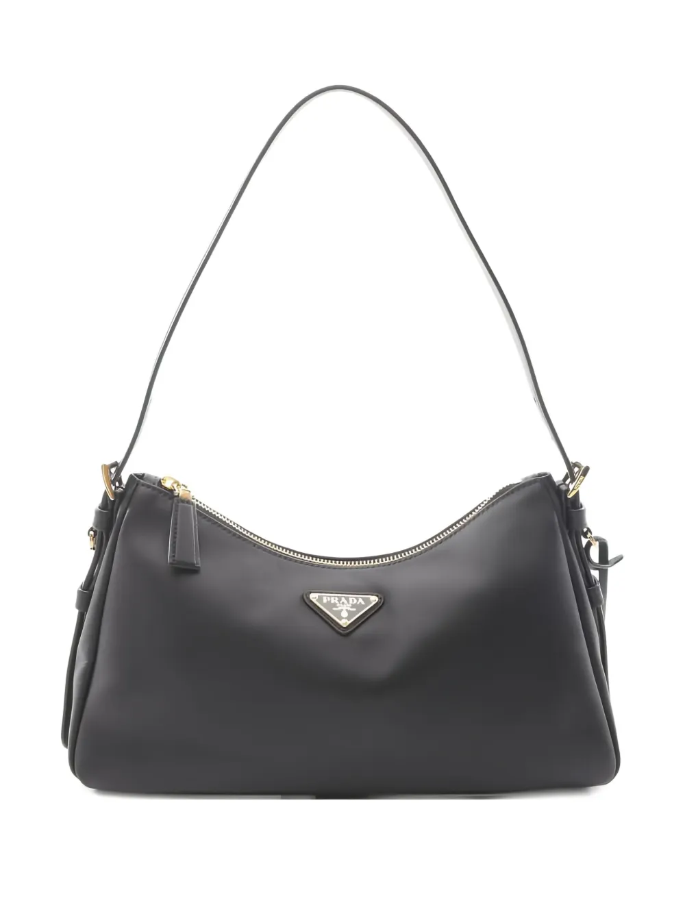 Pre-owned Prada 2020s Medium Aimée Leather Shoulder Bag In Black