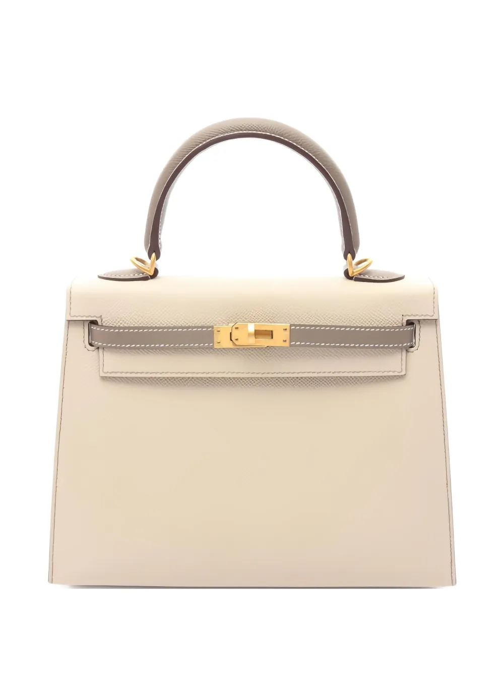 Pre-owned Hermes 2023 Kelly 25 Leather Tote Bag In Neutral