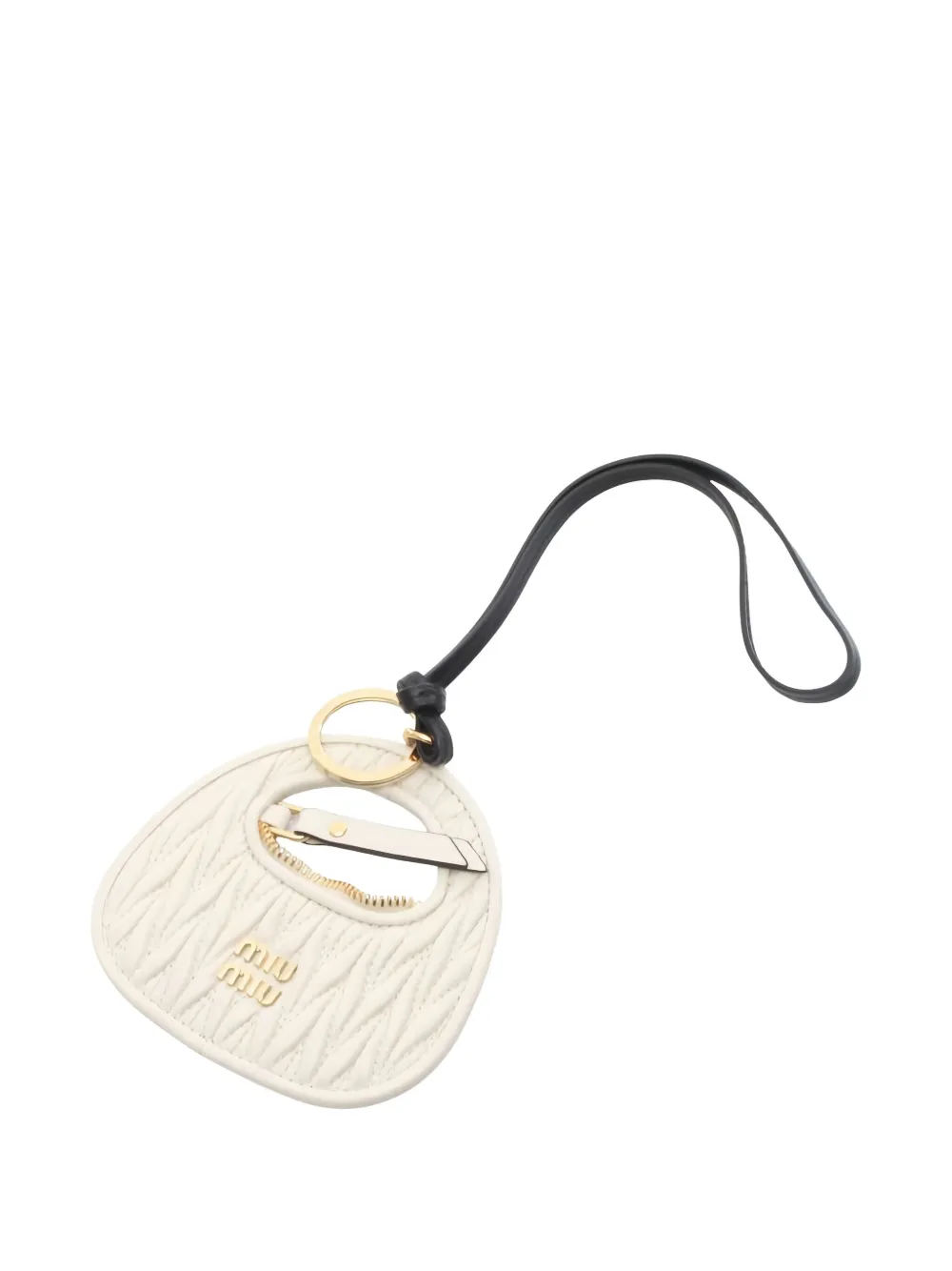 Pre-owned Miu Miu 202s Wander Mirror Leather Bag Charm In Neutral
