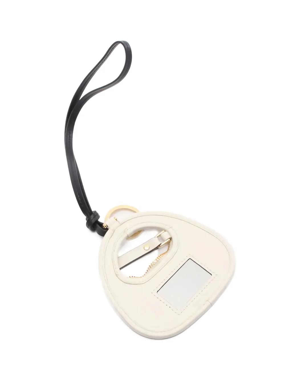 Pre-owned Miu Miu 202s Wander Mirror Leather Bag Charm In Neutral