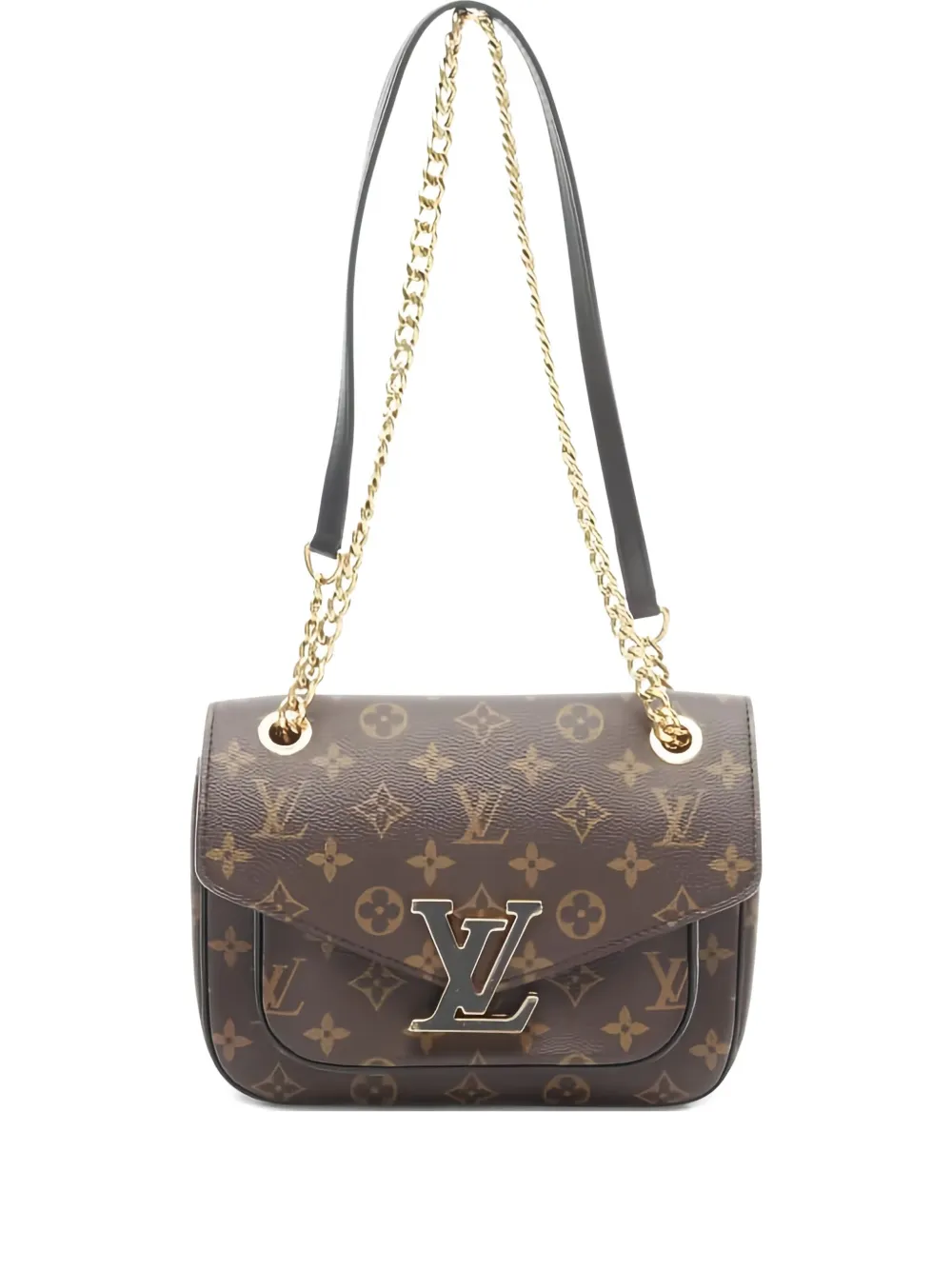 Pre-owned Louis Vuitton 2021 Passy Monogram Chain Shoulder Bag In Brown