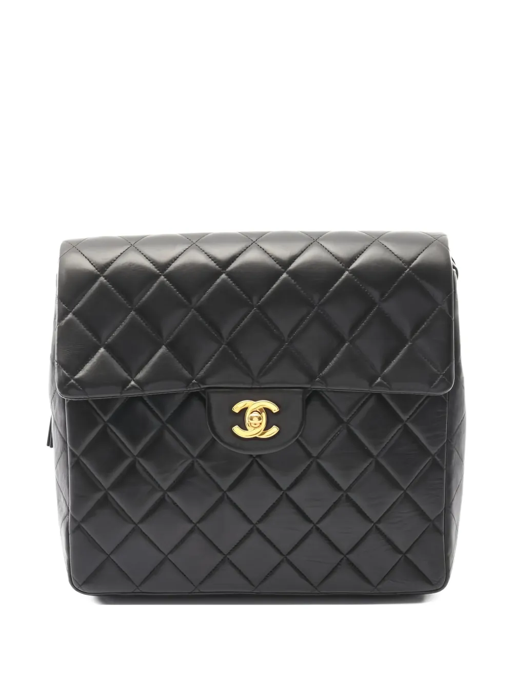 Pre-owned Chanel 1996-1997 Matelassé Turn-lock Backpack In Black